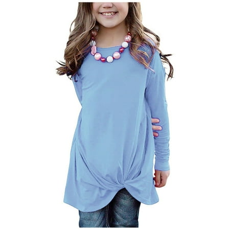 

Hunpta Kids Girls Casual Tunic Tops Knot Front Long Sleeve Blouse T-Shirt Tee