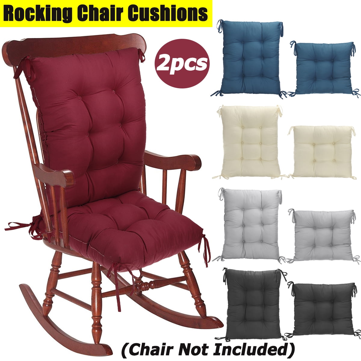 Best Two Piece Rocker Rocking Chair Cushions Seat & Back Pads Set Burgundy Seats 