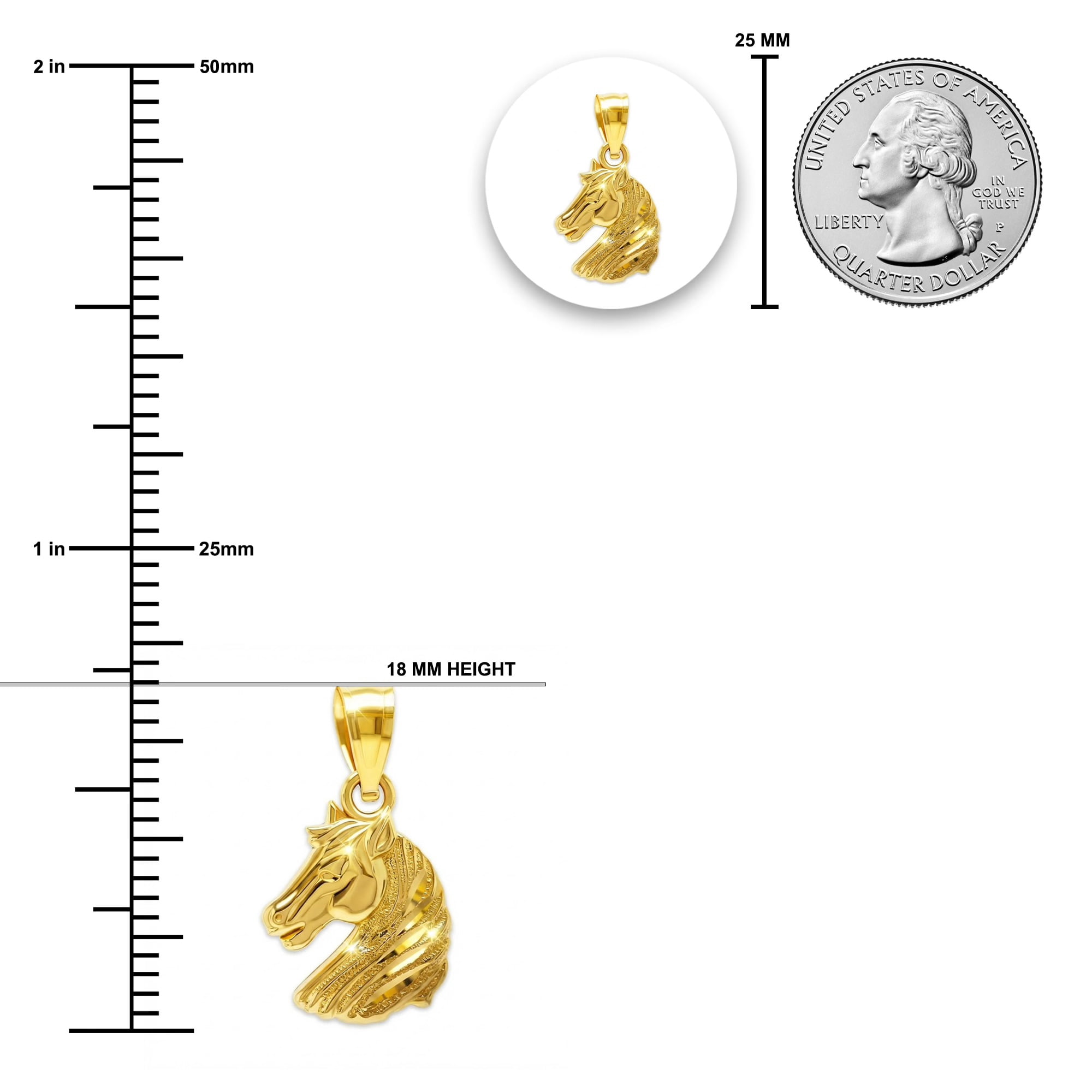Gold Horse Head Charm Pendant - 10 Karat Gold - Horse Head Jewelry - Stallion Pendant Necklace