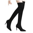 thumbnail image 4 of Women's Boots Solid Color Pointed Toe Block Heel Stretchy Knit Over The Knee Boots Fashion Casual Soft Padded Insole Thigh High for Fall Winter Daily Outdoor Shopping, 4 of 9