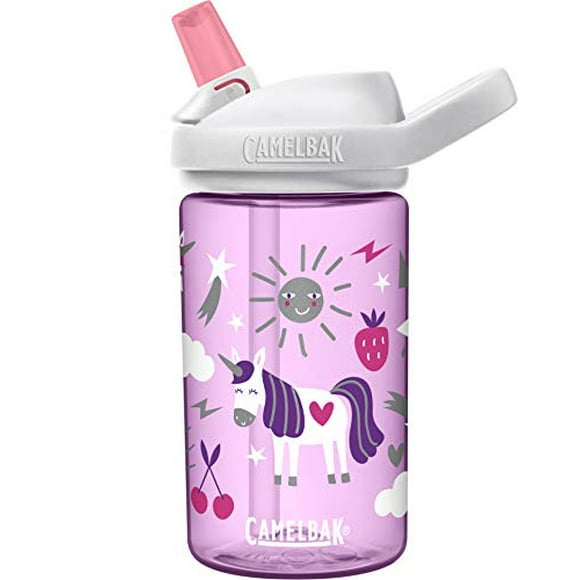 CamelBak eddy+ 14 oz Kids Water Bottle with Tritan Renew – Straw Top, Leak-Proof When Closed, Unicorn Party