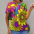 thumbnail image 6 of Nostalgic Vintage Floral Women's Short Sleeve T-Shirt Crew Neck Casual Summer Trendy Loose Fit Tops, 6 of 6