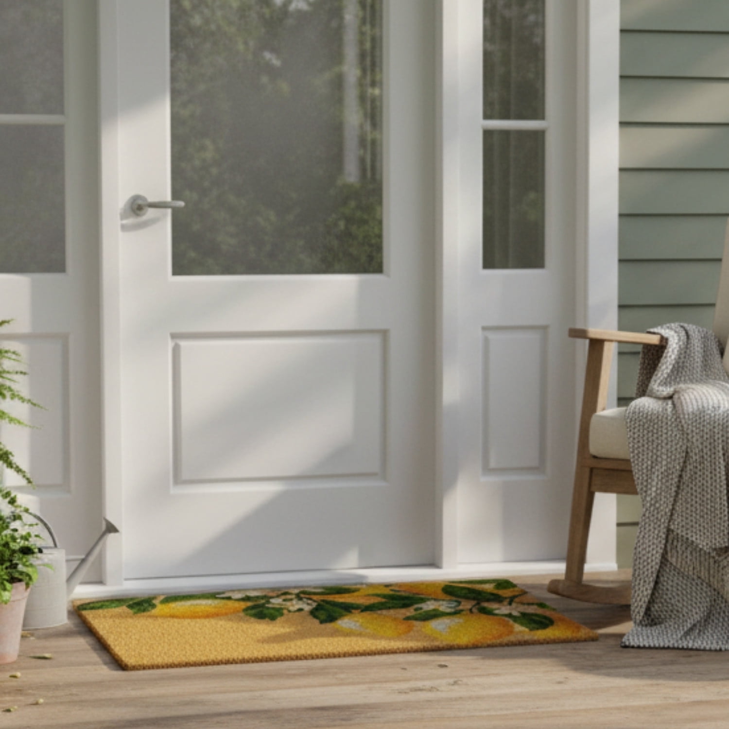 Abbott Doormat Durable Natural Coco Coir Doormat, Weather Resitant Mat Outdoor & Indoor Entrance, Home Decor Large Doormat, 18x30", Lemon Branch