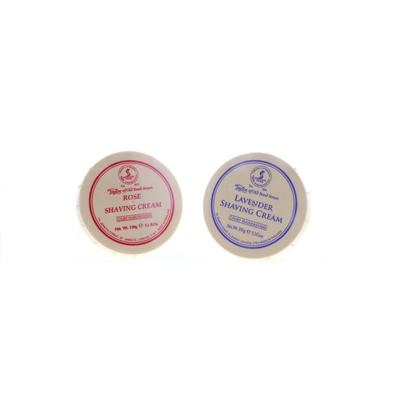 Crema de afeitar Taylor of Old Bond Street - Paquete de 2 5.3 0z cada uno ¡Elige tus aromas! (Rosa y Lavanda)