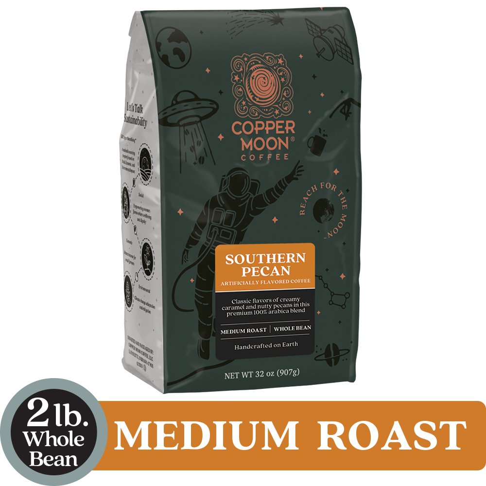 Copper Moon Coffee Southern Pecan Flavored Whole Bean Coffee, 2 lb