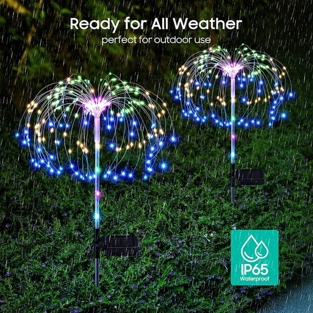 4Pcs Solar Garden Lights DIY Solar Firework Lights IP65 Waterproof LED String Light for Outdoor Garden Patio Yard Pathway Party Decor
