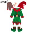 thumbnail image 2 of Conjunto de accesorios para disfraz de elfo para fiesta de Navidad y Halloween para niños y niñas, orejas de elfo, campanas, pompones, sombrero de Navidad, vestido, zapatos con cinturón, 2 of 5