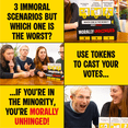 thumbnail image 5 of Morally Unhinged – Adult Party Card Game with Dark Humor Dilemmas, Game Night & Parties, 150 Dilemma Cards, 2-8 Players Ages 17+ by Lucky Egg, 5 of 6