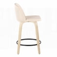 thumbnail image 5 of 2-Piece Toriano Counter Stool - Natural Wood & Cream Faux Leather with Round Black Metal Footrest (Contemporary Style), 5 of 5
