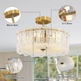 thumbnail image 5 of DingLiLighting 6 Light Gold Crystal Chandeliers Semi Flush Mount Ceiling Light Glass Drum Close to Ceiling Light Fixture for Living Room Bedroom Hallway, E12 Included, 5 of 7