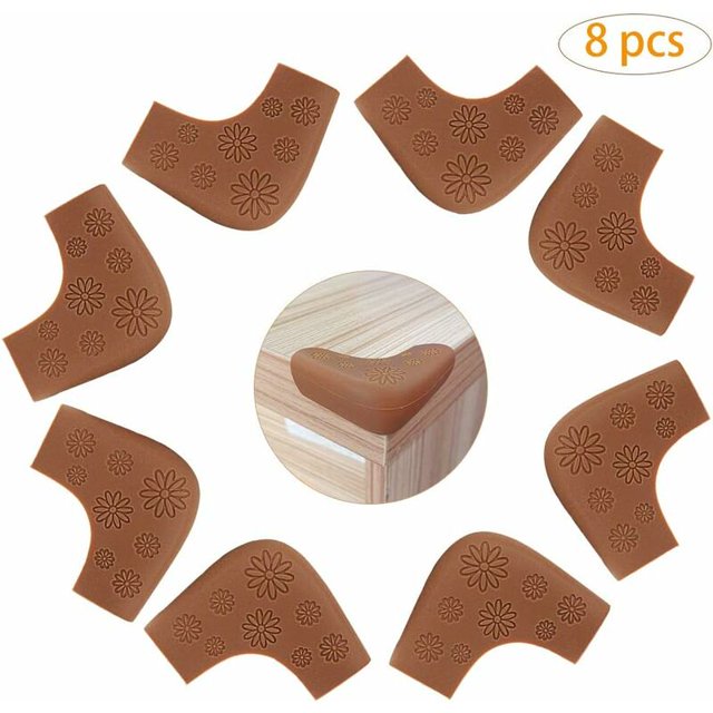 Protección para esquinas de mesa para bebés, protectores de esquinas de seguridad para muebles de mesa de silicona marrón para bebés, niños mayores, muebles y esquinas afiladas