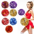 thumbnail image 2 of Pebbuoy Cheerleading Bouquet Metallic Foil Hand Flowers Kids Teens Sports Team Ball Game Cheerleader Streamers Pom Poms, 2 of 7