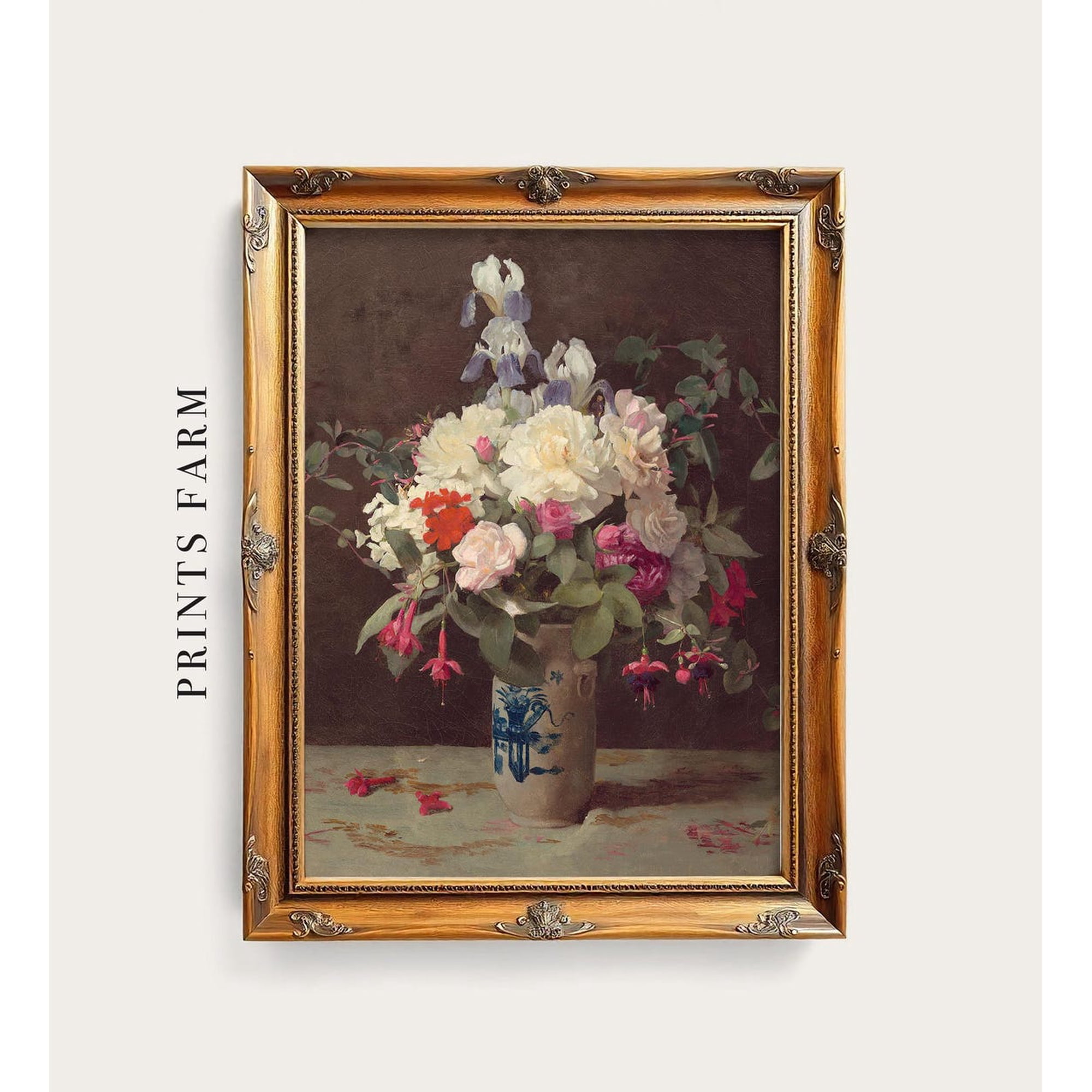 Roses Still Life Floral Vintage Art Cottagecore Home Wall Art Botanical Bedroom And Living Room Decor