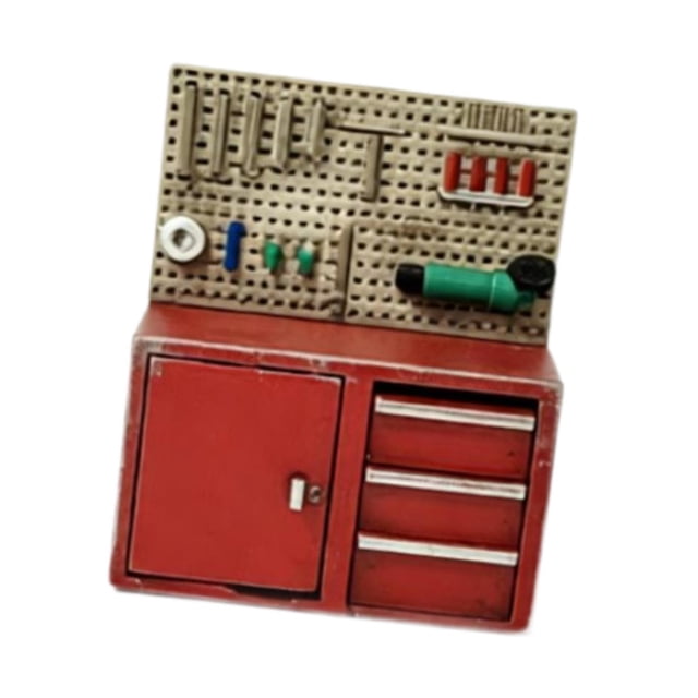 Milaget 1/64 Garage Tool Rack Diorama Decoration Authentic Display Ornament Novelty Tool red old
