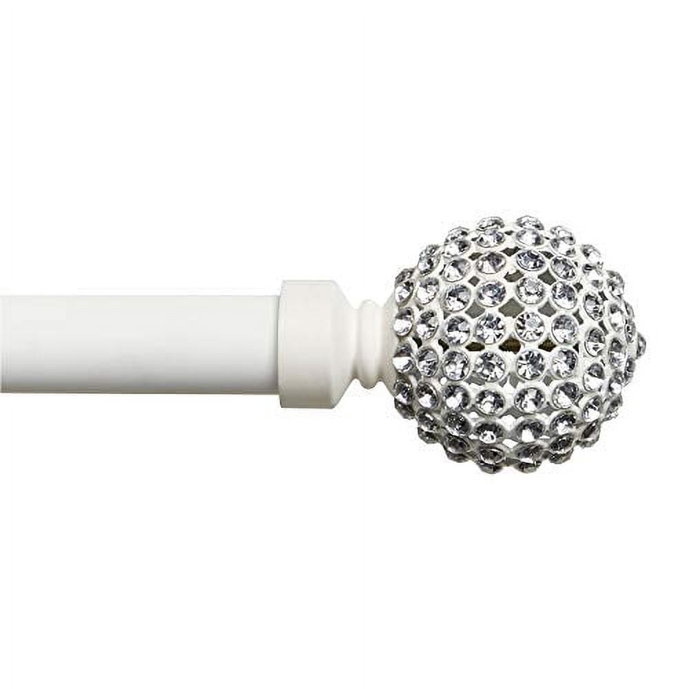 Exclusive Home Anastasia 1" Curtain Rod and Finial Set, White, Adjustable 36"-72"