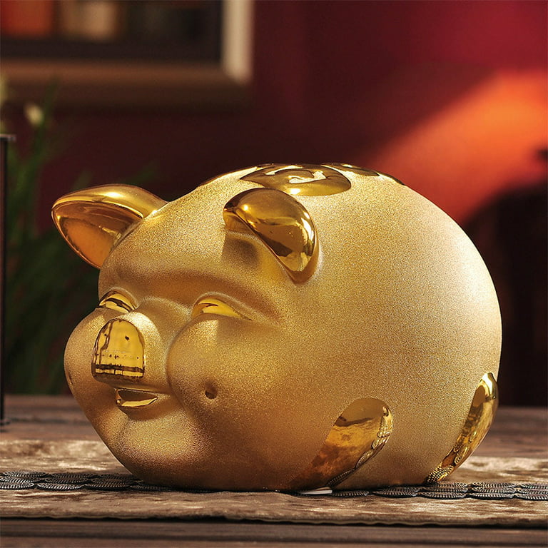 Gold Ceramic Pig Piggy Bank, Piggy Bank Gold Money Box