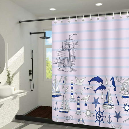 Nautical Sailboat Shower Curtain Liner, Shower Curtains Alternatives