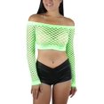 thumbnail image 5 of ToBeInStyle Women Stretch Fishnet Long Sleeve Rave See-Through Novelty Crop Top, 5 of 7