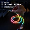 thumbnail image 4 of SIKAI CASE Light up Type-C to Type-C Cable,6A 100w Fast Charging Cable (3.3ft/1m), RGB Braeathing Light Charging Cable Compatible with iPhone&nbsp;15 iPhone, Samsung, 4 of 8