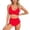 A-Red352, variant on XIAOCHA Bikini Set For Women Bandeau Neck Ruched Top High Cut Cheeky Bottom Bathing Suits Quick Drying Glamorous Pool Swimsuits