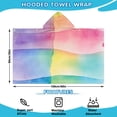 thumbnail image 2 of Colorful Watercolor Stripe Pattern Hooded Bath Towel，60"x35" for Ages 3 To 12 Kids, Quick Dry Lightweight Soft Microfiber Hood Beach Towel Cover Up for Kids, 2 of 7