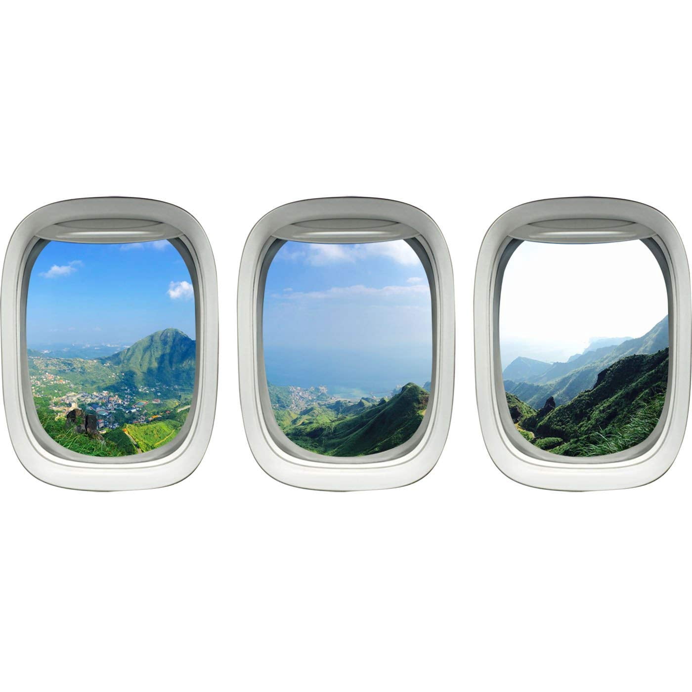 VWAQ Tropical Window Clings Decals - Nature Vinyl Wall Art Mural Decor, Airplane Window Sticker -PPW43