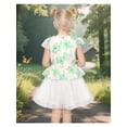 thumbnail image 5 of Sunny Fashion Girls Floral Peplum Dresses Tulle Green And White Short Cap Sleeve 8 Years, 5 of 6