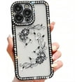 thumbnail image 6 of for iPhone Case,Luxury Glitter Crystal Diamend Rhinestone Sparkle Sparkly Clear Floral Flower Parttern Bumper Camera Lens Protection Soft Shockproof Phone Case (Blue,iPhone 12 Pro), 6 of 6