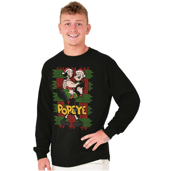 Popeye Olive Oyl Ugly Christmas Long Sleeve TShirt Men Women Brisco Brands S