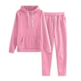 thumbnail image 7 of WTOBBY Women's Solid Color Long Sleeve Top and Athletic Pants Sportswear Two Piece Set, Casual Comfortable Lounge Outfit for Gym and Home,Pink XL, 7 of 7