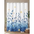 thumbnail image 4 of Fsddascl Blue Ombre Eucalyptus Shower Curtain Set - 48" x 72" Washable Bathtub Curtain with 12 Hooks, Elegant Yellow Floral Botanical Waterproof Fabric Stall Shower Curtains for Bathroom/Bathtub, 4 of 6