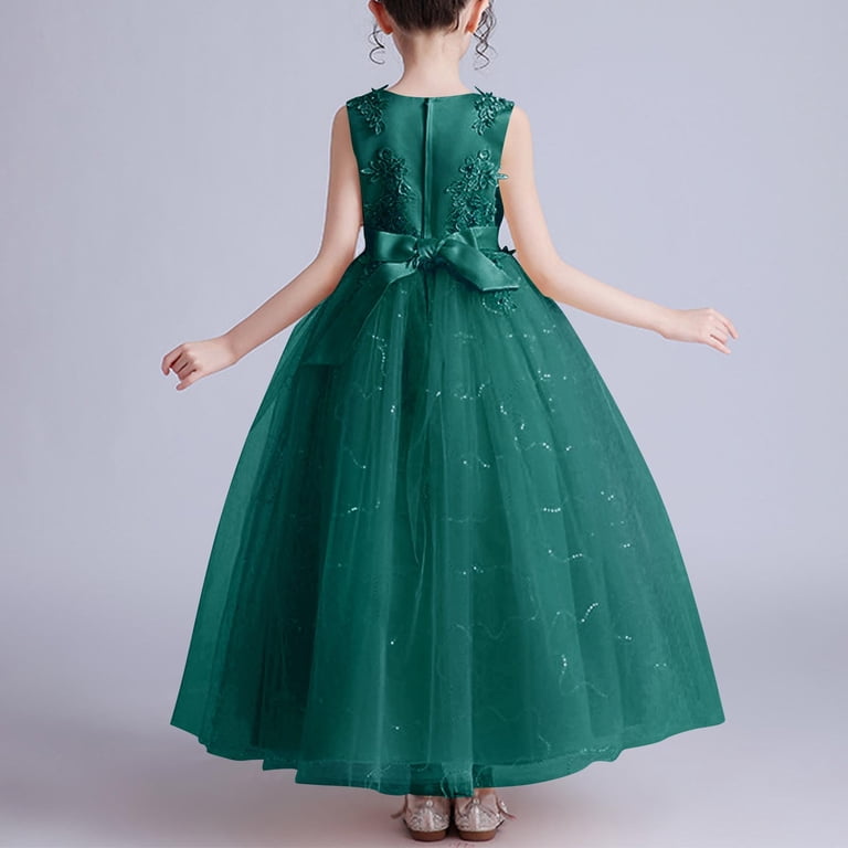 cheap childrens prom dresses KSODFNXH Big Girls Prom Dresses Size 4-14 Sleeveless Crewneck Teens Kids Formal Solid A-Line Layered-Tulle Elegant Graduation Evening Party Maxi Dress