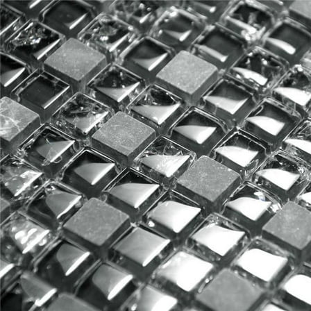 Blancho TIL-JFD-GS089B-2PC Mysterious Black Design Peel & Stick Mosaic Decorative Wall Tile, Multi Color - 2 Piece