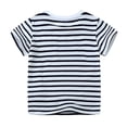 thumbnail image 6 of Crunowin Boys and Girls Short Sleeve T-Shirt Round Neck Cartoon Animal Embroidery Print Striped Youth Trendy Casual Lightweight Top Black Size 3T, 6 of 6