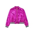 thumbnail image 6 of MSemis Kids Girls Metallic Bomber Jacket Coat Rose 14, 6 of 7