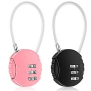 2-Pack Combination Lock 3-Position Outdoor Waterproof Padlock for School Gym Lockers, Sports Lockers, Fences, Tool Boxes, Doors, Cases, Hasp Lockers (Black and Pink)