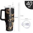 thumbnail image 2 of Golden Dragon Tumbler with Handle and Straw, 40 oz Stainless Steel Pink Insulated Cup with Lid and Straw,Travel Coffee Mug Water Bottle, Birthday Christmas Mothers Day Gifts for Animal Lovers Women, 2 of 6