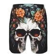 thumbnail image 3 of Fotbe Flower Horn Skull Trajes de Baño Estampados para Hombre, Shorts de Verano de Secado Rápido, Ropa de Playa, Bañadores-3X-Large, 3 of 6