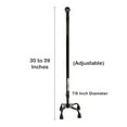 thumbnail image 4 of McKesson Black Aluminum and Steel Quad Walking Aid Cane, Adjustable Height 30 to 39", 300 lbs Weight Capacity, 1 Ct, 4 of 5