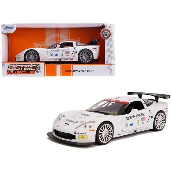 2005 Chevrolet Corvette C6-R #3 Olivier Beretta - Oliver Gavin "Compuware" White "Bigtime Muscle" 1/24 Diecast Model Car by Jada