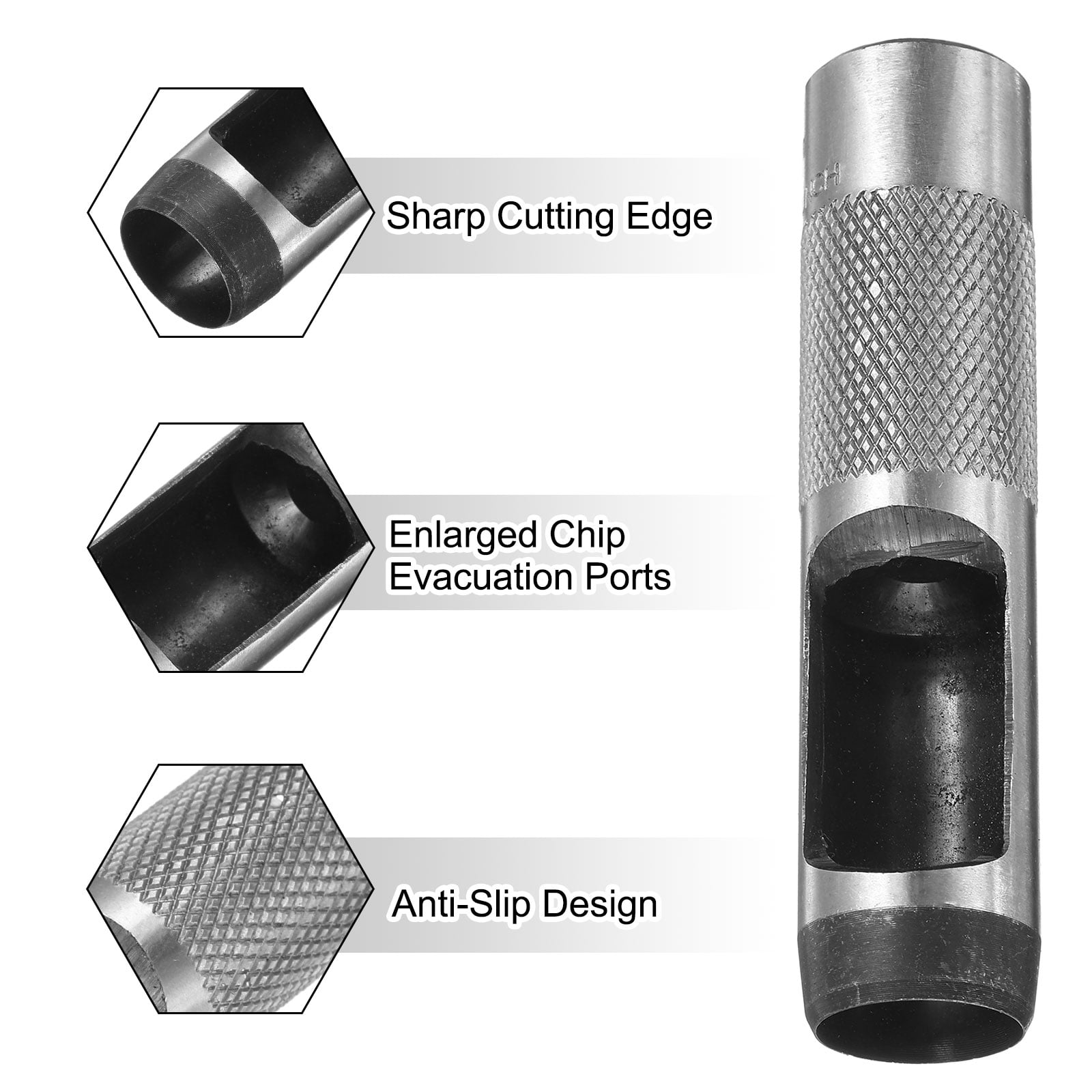 Uxcell 2pcs Leather Round Hole Punch, 19mm Hollow Hole Puncher Cutter Carbon Steel Tool