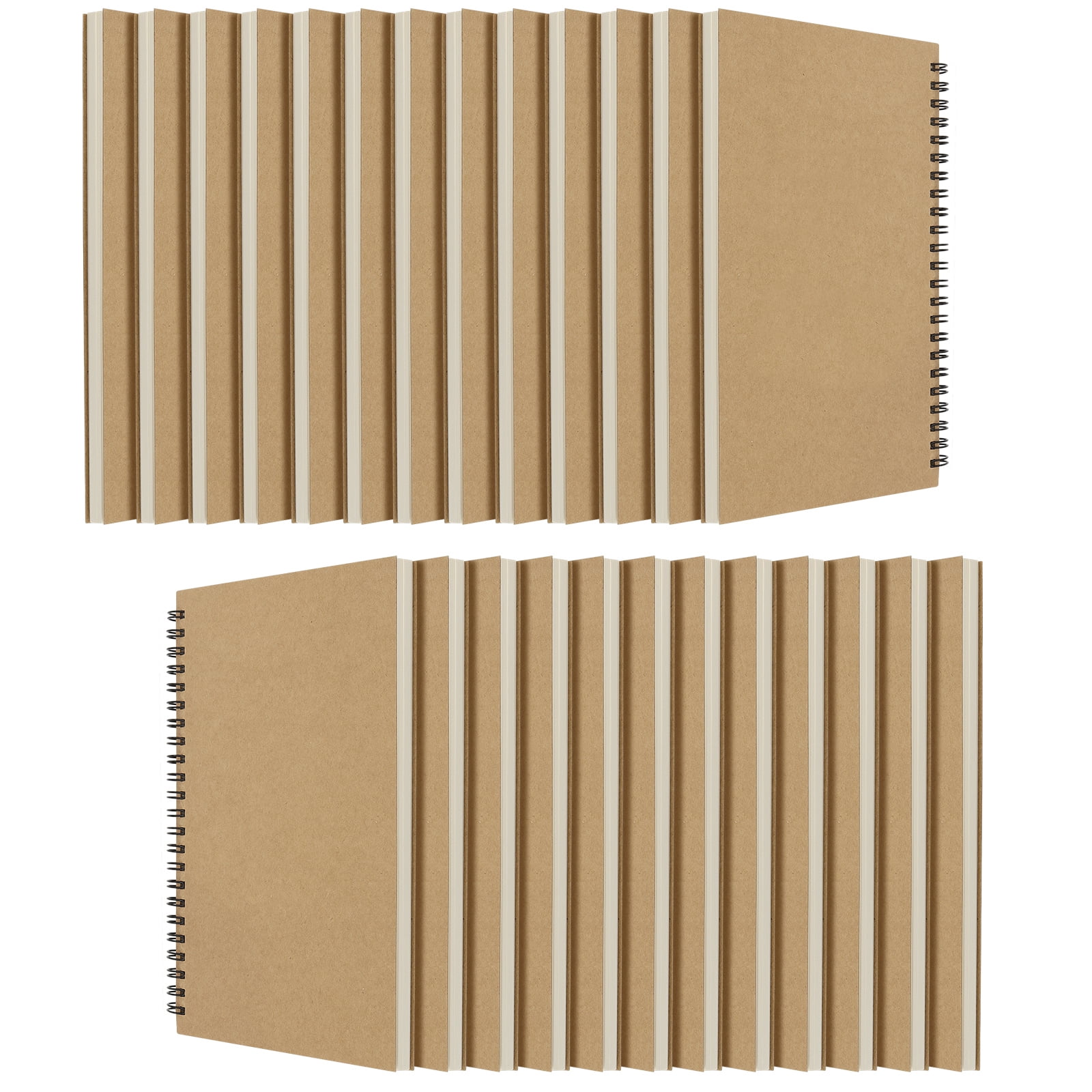 SEUNMUK 25 Pack A5 50 Sheets 100 Pages Spiral Bound Sketch Books, 5 x 7 Inch Kraft Drawing Pad
