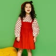 thumbnail image 2 of FYDUU Toddler Girl Clothes Outfits Button Long Sleeve Red Polka Dot Shirts With Suspender Skirt Overalls 2 Piece Set Casual School Uniform Fall Outfits 3-4 Years, 2 of 9