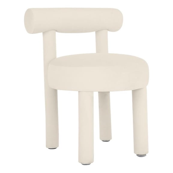 Pemberly Row Handmade Transitional Cream Velvet Dining Chair