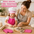 thumbnail image 6 of Rirool Kids Cooking Set, 11-Piece Pink Polka Dot Chef Dress-Up and Baking Role Play Kit with Apron, Hat, Mitt, Pot Holder, Whisk, Rolling Pin, Spoon and 4 Cookie Cutters, Ages 3-6, 6 of 8