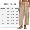 thumbnail image 4 of Linen Barrel Pants Women Drawstring High Waisted Wide Leg Trousers Summer Lounge Pants with Pockets Boho Beach Pant, XL, 4 of 8