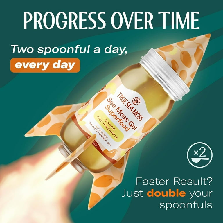 TrueSeaMoss Wildcrafted Irish Sea Moss Gel Superfood - Mango