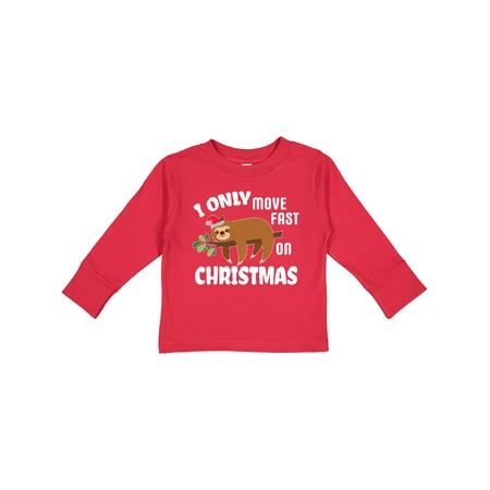

Inktastic Funny Christmas Sloth I Only Move Fast on Christmas Gift Toddler Boy or Toddler Girl Long Sleeve T-Shirt
