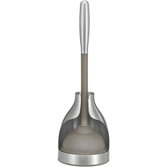 Polder Stainless Steel Decorative Bathroom Toilet Bowl Plunger and Caddy Set