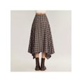 thumbnail image 6 of Womens Coffee Brown Asymmetrical Plaid Midi Skirt With Handkerchief Hem, 6 of 6